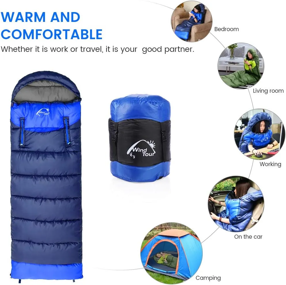 ShowyLive Sleeping Bags for Adults - Lightweight, Waterproof, Custom Cotton Comfort, 2-in-1 Design, Two-Way Zipper for Camping