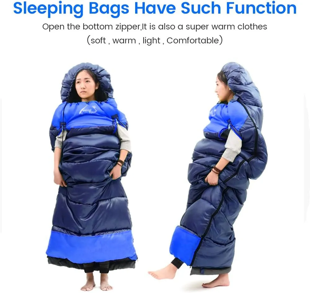 ShowyLive Sleeping Bags for Adults - Lightweight, Waterproof, Custom Cotton Comfort, 2-in-1 Design, Two-Way Zipper for Camping