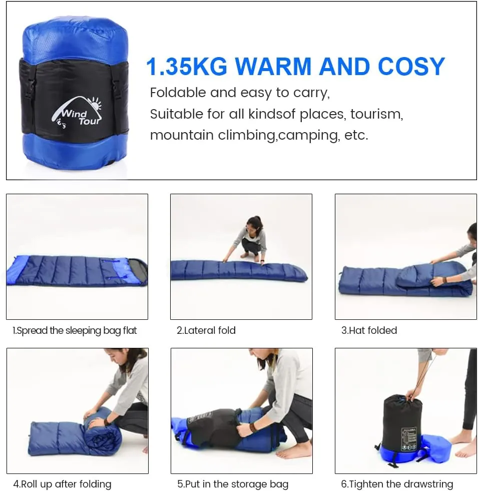 ShowyLive Sleeping Bags for Adults - Lightweight, Waterproof, Custom Cotton Comfort, 2-in-1 Design, Two-Way Zipper for Camping