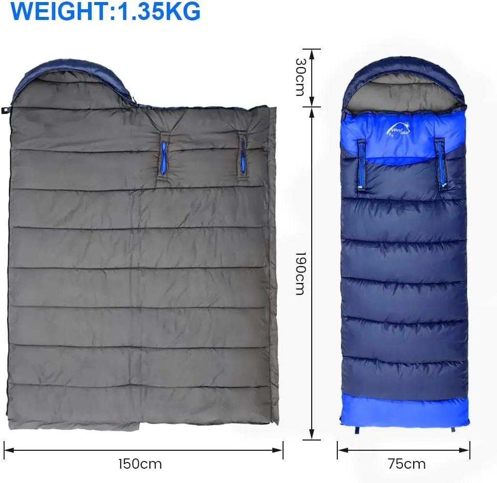 ShowyLive Sleeping Bags for Adults - Lightweight, Waterproof, Custom Cotton Comfort, 2-in-1 Design, Two-Way Zipper for Camping