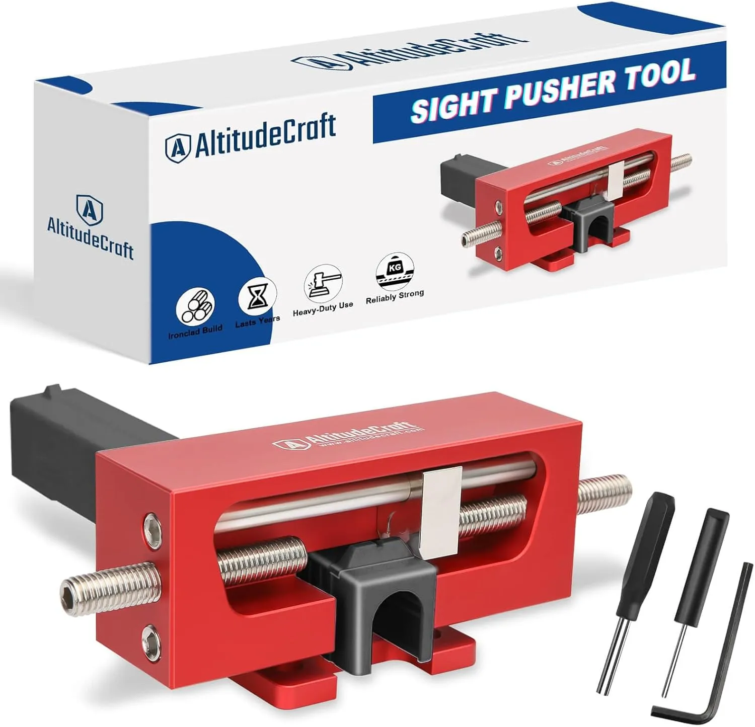 Sight Pusher Tool for Handguns, Precision Front and Rear Sight Adjustment, Durable Pistol Sight Removal Tool with Disassembly Tool Kit for Glock