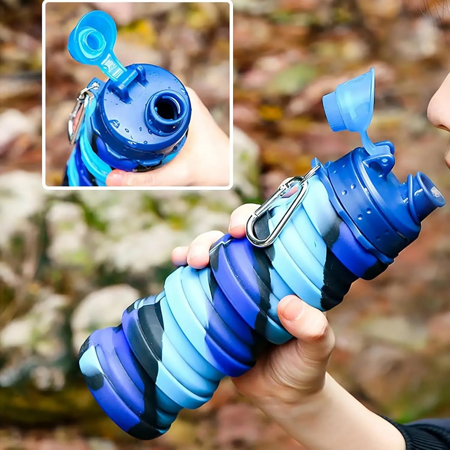 Silicone Collapsible Sports Cup Men and Women Telescopic Cup Creative Outdoor Travel Bottle Portable Cold Water Bottle(Pink)