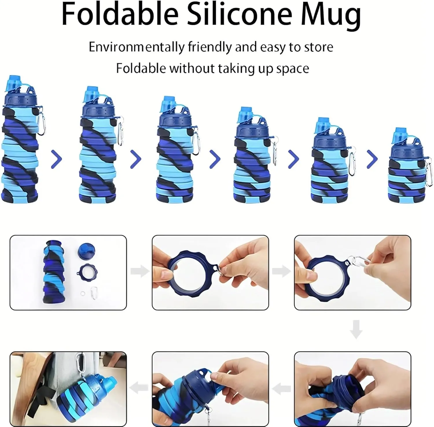 Silicone Collapsible Sports Cup Men and Women Telescopic Cup Creative Outdoor Travel Bottle Portable Cold Water Bottle(Pink)