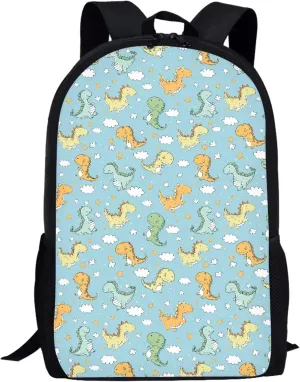 Simple School Bag for Kids Dinosaur Backpack for Student Cute Print Large Capacity Bookbag with Adjustable Shoulder Straps Lightweight Sturdy Backpack for Boys Girls