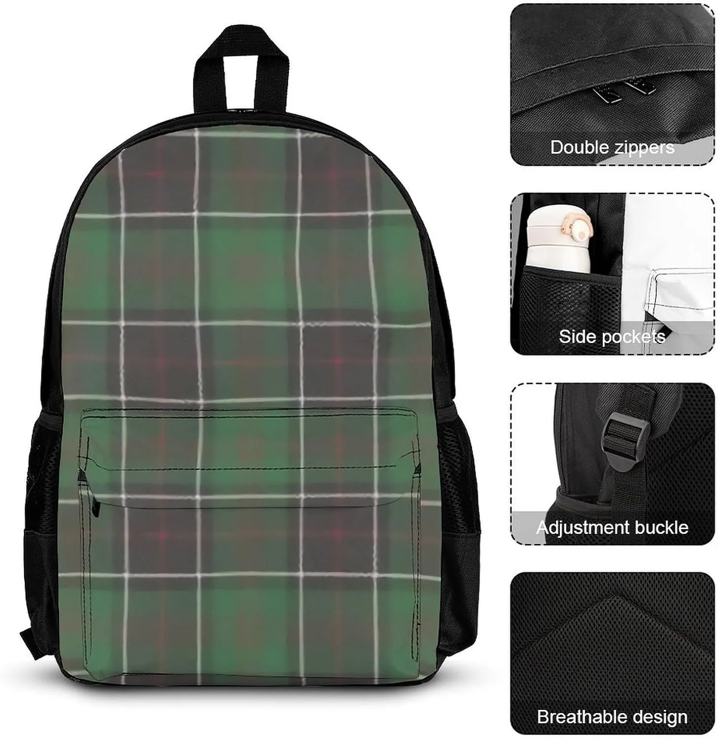 Sinclair Clan Hunting Tartan Lightweight Pocket Backpack Crossbody Lunch Bag Set Unisex