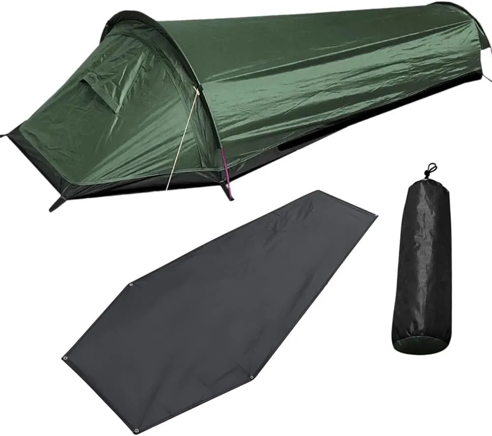 Single Person Backpacking Tent Hiking Bivy Tent Lightweight Sleeping Bag Tent with Ground Cloth,Backpacking Tent