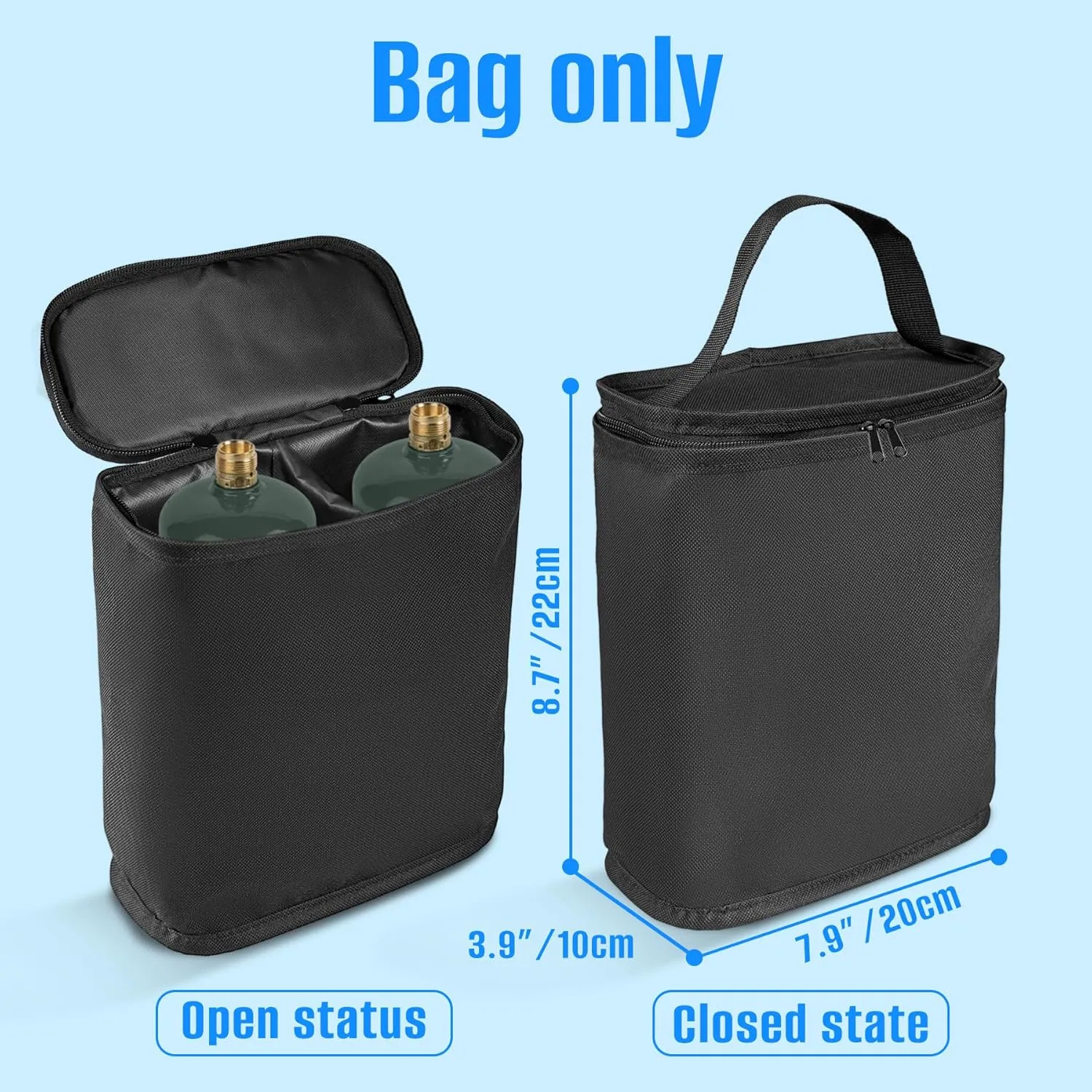 SIRUITON Mini ​Fuel ​Cylinder Storage Bag, Refillable Propane cylinder 1 LB Tank Cover, Small Propane Tanks Bag, 600D Oxford Fabric, fuel keg refillable propane tank Bag, for Outdoor Camping, cooking