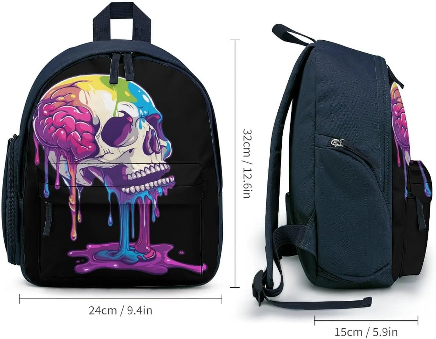 Skeleton Skull A Brain Invade Backpack Lightweight Laptop Backpack Travel Daypack Business Work Bag for Men Women Blue-Color