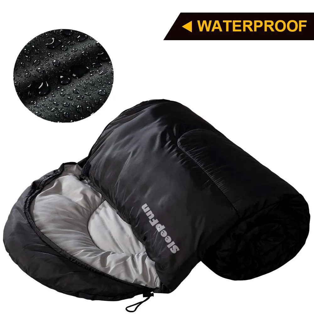 Sleepfun Lightweight Compact Backpacking Sleeping Bag for Adult, Ultralight 3 Season Thin Warm Weather Waterproof Portable Envelope Sleeping Bag for Camping, Hiking, Summer, Spring, Fall, Women, Men