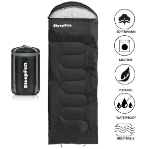 Sleepfun Lightweight Compact Backpacking Sleeping Bag for Adult, Ultralight 3 Season Thin Warm Weather Waterproof Portable Envelope Sleeping Bag for Camping, Hiking, Summer, Spring, Fall, Women, Men