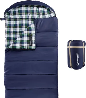 Sleeping Bag - 32F Comfort Rated 3-Season Envelope-Style Sleep Bag with Hood for Backpacking, Hiking, and Camping by Wakeman