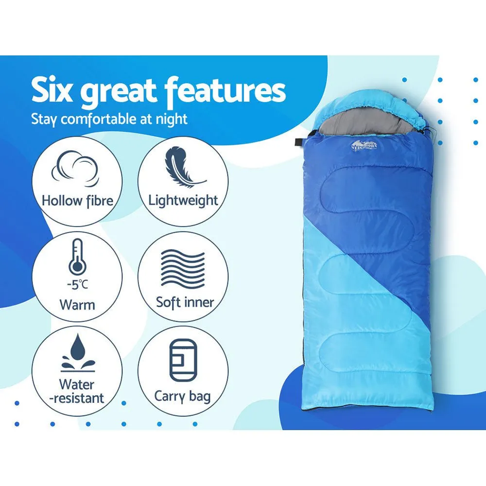 Sleeping Bag Bags Kids 172cm Camping Hiking Thermal Blue