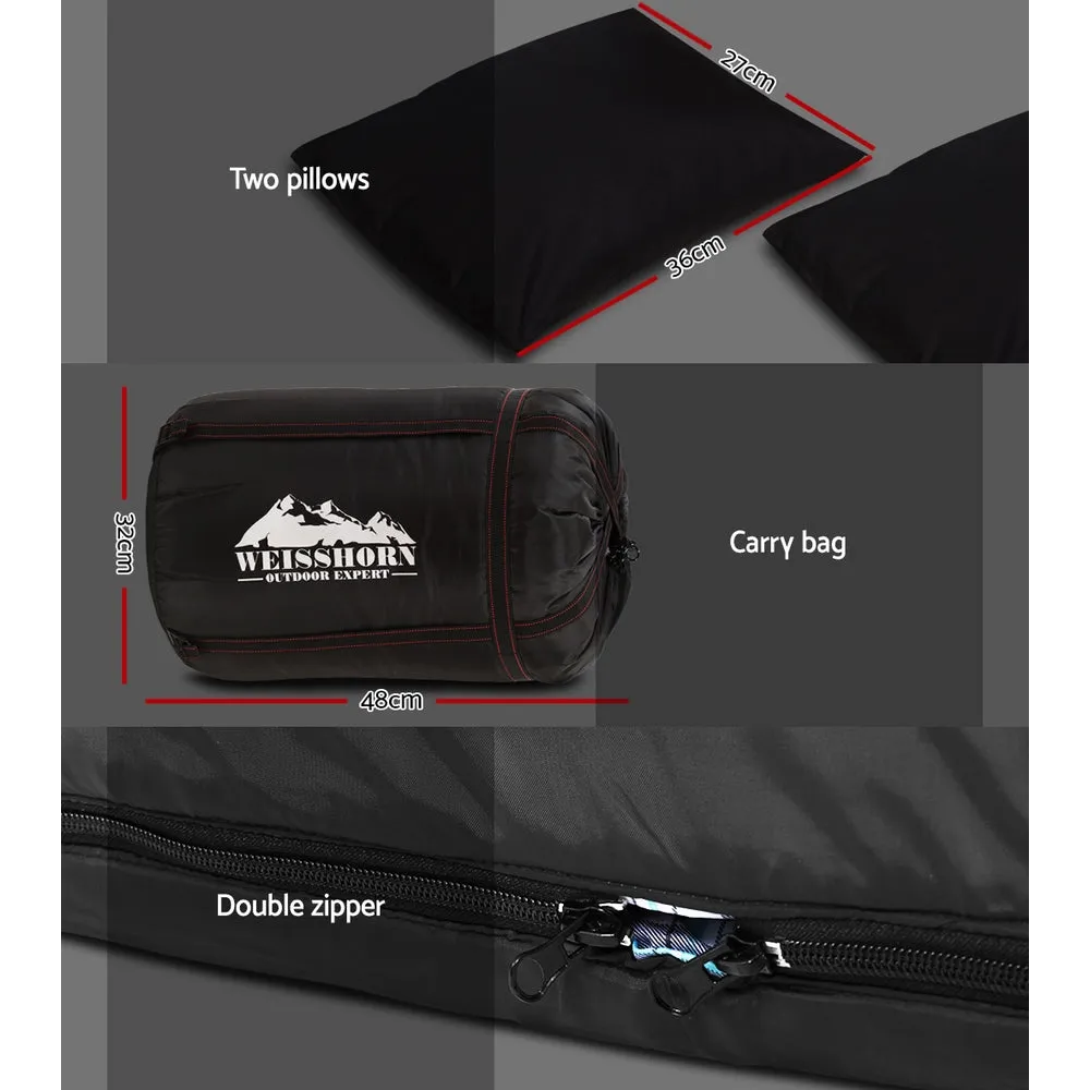 Sleeping Bag Double Pillow Thermal Camping Hiking Tent Grey -10&Deg;C