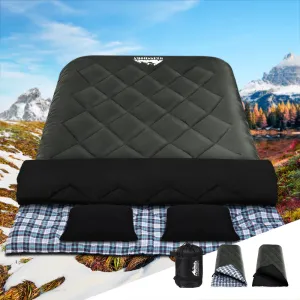 Sleeping Bag Double Pillow Thermal Camping Hiking Tent Grey -10&Deg;C