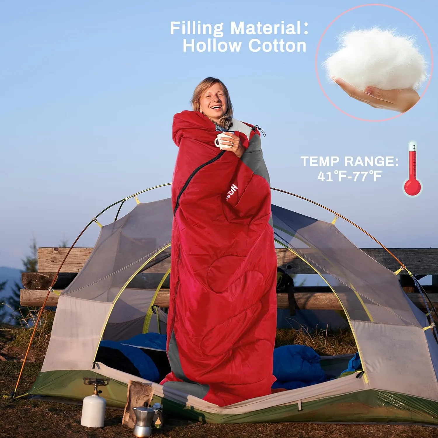 Sleeping Bag for Adults Teens Kids Cold Warm Weather, Portable Waterproof & Lightweight, Compact with Compression Sack, for 3-4 Seasons Camping, Backpacking, Hiking, Travel, Indoors Outdoors