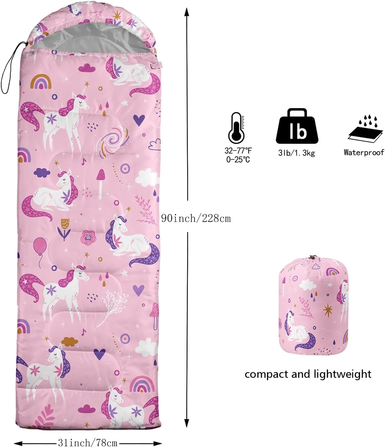 Sleeping Bag for Womens Girls Teens, Waterproof Sleeping Bags Traveling and Outdoors, Camping Gear Equipment