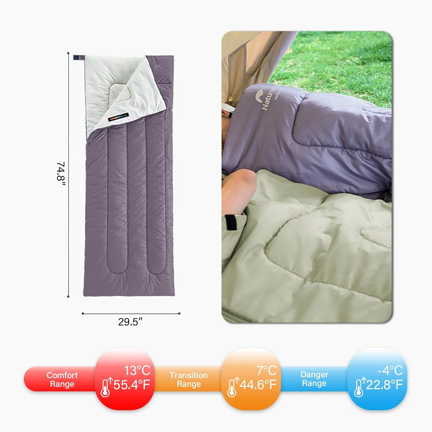 Sleeping Bag, Lightweight & Waterproof with Portable Compression Sack,3-4 Seasons Warm Cold Weather Hiking Camping Indoor Outdoor Use for Warm Camping Hiking Outdoor Travel