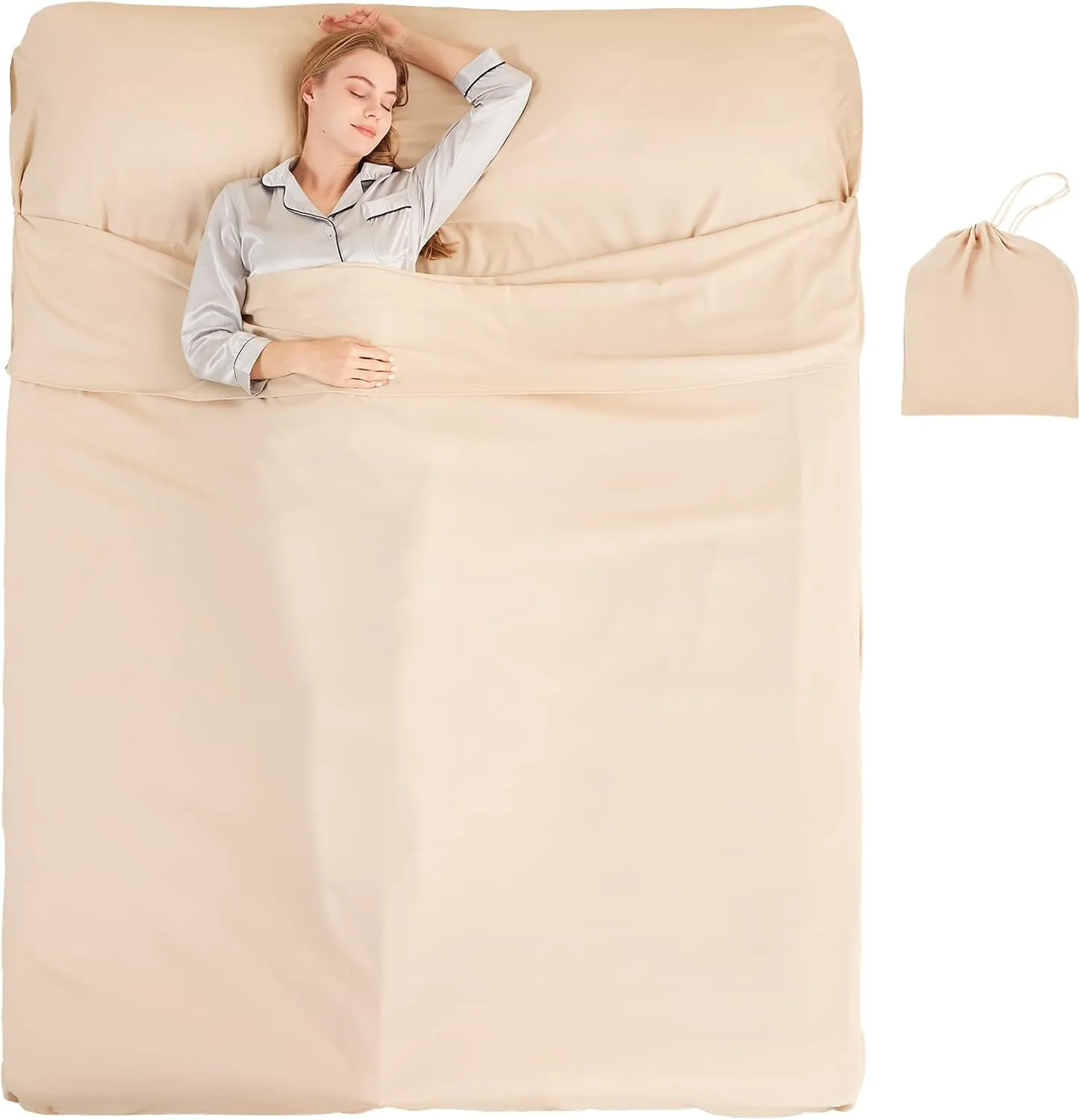 Sleeping Bag Liner Camping Adult Sleep Sack Lightweight Travel Sheet for Hotel Bed Compact Ultralight Essential Cleaning Supplies Kit Travel Bedding Set for Backpacking