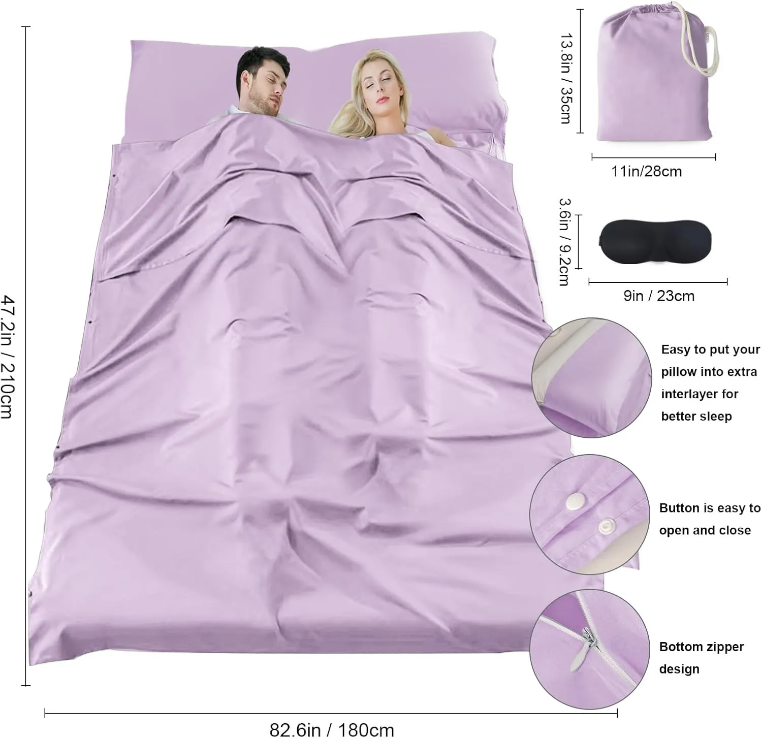 Sleeping Bag Liner Camping & Travel Sheets for Adults - Hostels & Traveling Sleep Sack