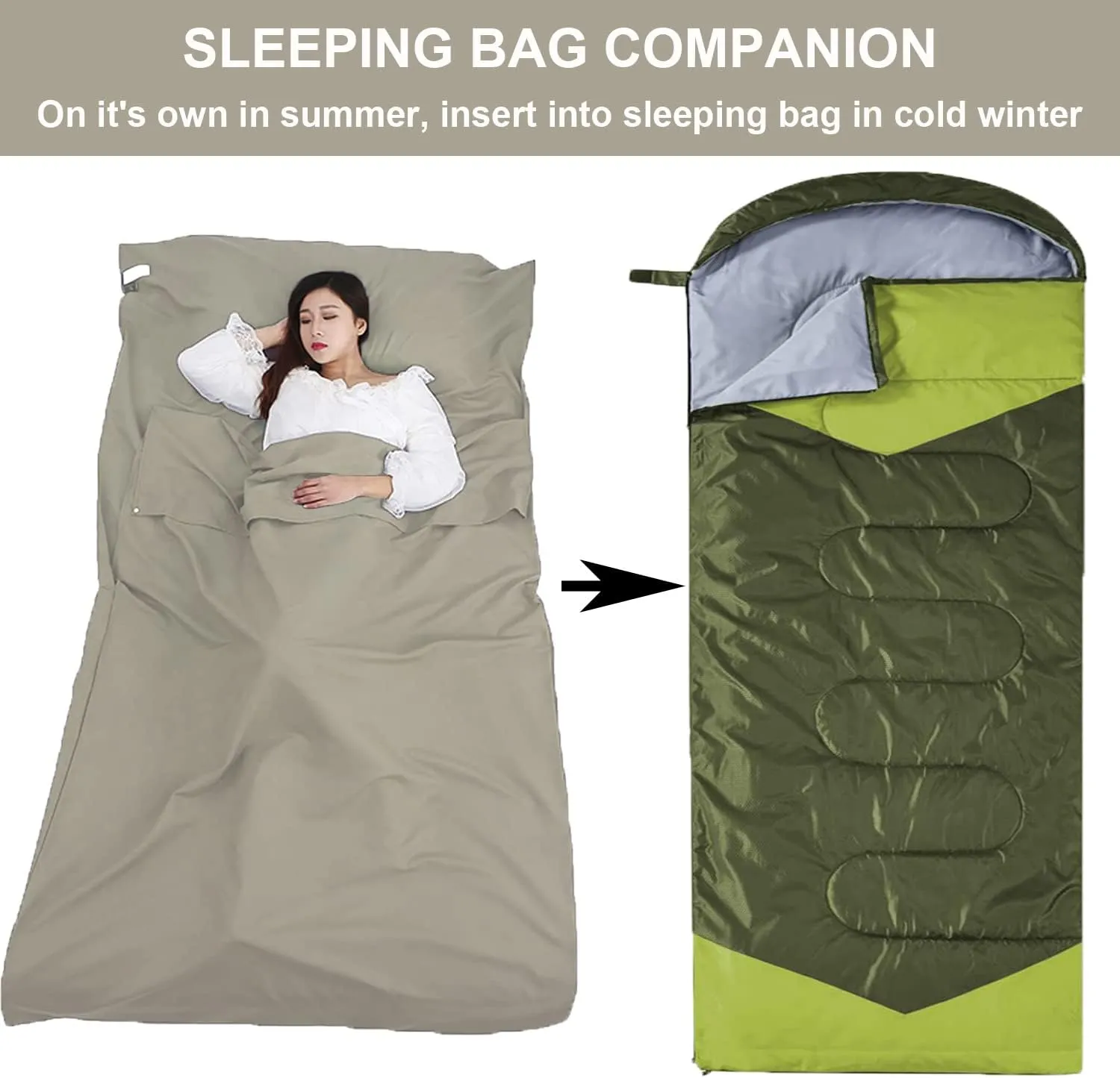 Sleeping Bag Liner Portable Travel Camping Sheets Lightweight and Compact Sleeping Sack Sheets for Adults Comfortable Liners for Traveling Hotel Camping Picnic Hostels Backpacking