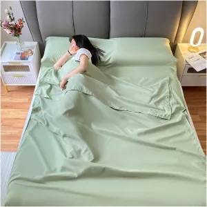 Sleeping Bag Liners Lightweight Portable Sleeping Bag, Outdoor Travel Hotel Bed Sheets Sleeping Bag Lined, for Single Double Beds, Soft and Comfortable with Storage Bag