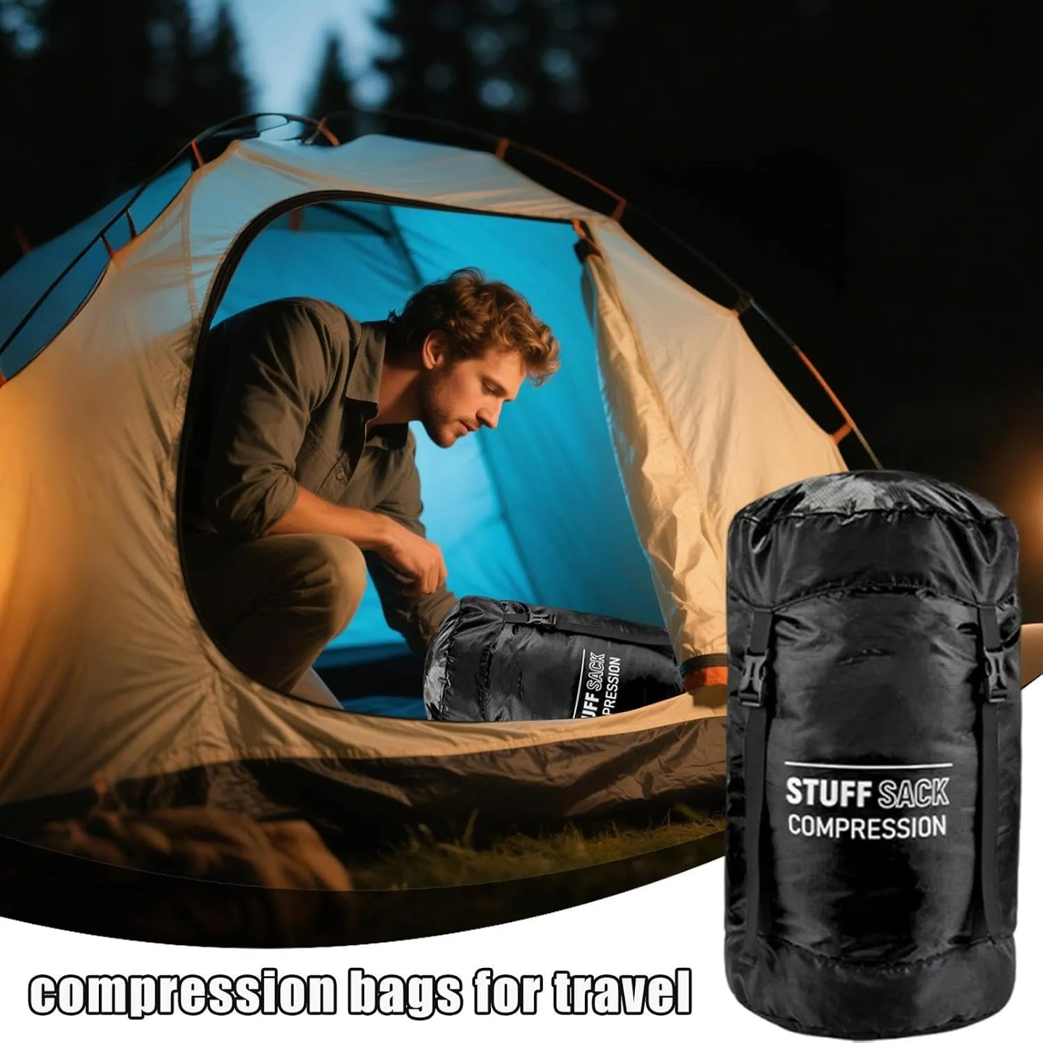 Sleeping Bag Stuff Sack, Quick-Dry Stuff Sacks for Backpacking, Lightweight Breathable Reusable Outdoor Gear for Hiking Supplies Camping Travel