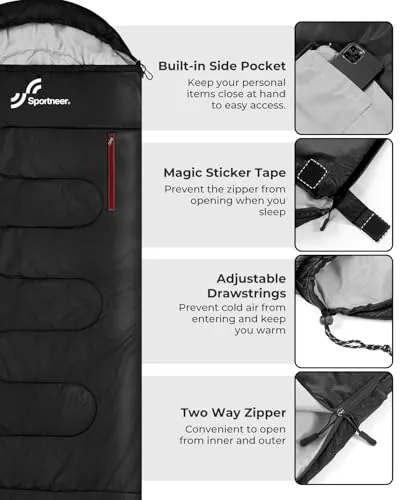 Sleeping Bag - Wearable for Adults & Kids with Arm Zipper Holes