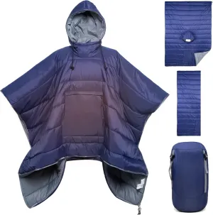 Sleeping Bag Wearable Hooded Blanket - Envelope Lightweight Thermal Cloak Cape Windproof with Premium Stuff Compression Sack for Backpacking Hiking Hunting Fishing Outdoor Sport