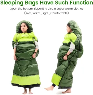Sleeping Bag Wearable Lightweight Waterproof Sleeping Bags with Zippered Holes for Arms and Feet, Sleeping Bag for Adults, Women, Man, Kids, Camping, Hiking, Backpacking, Traveling - 4.30lbs,Green
