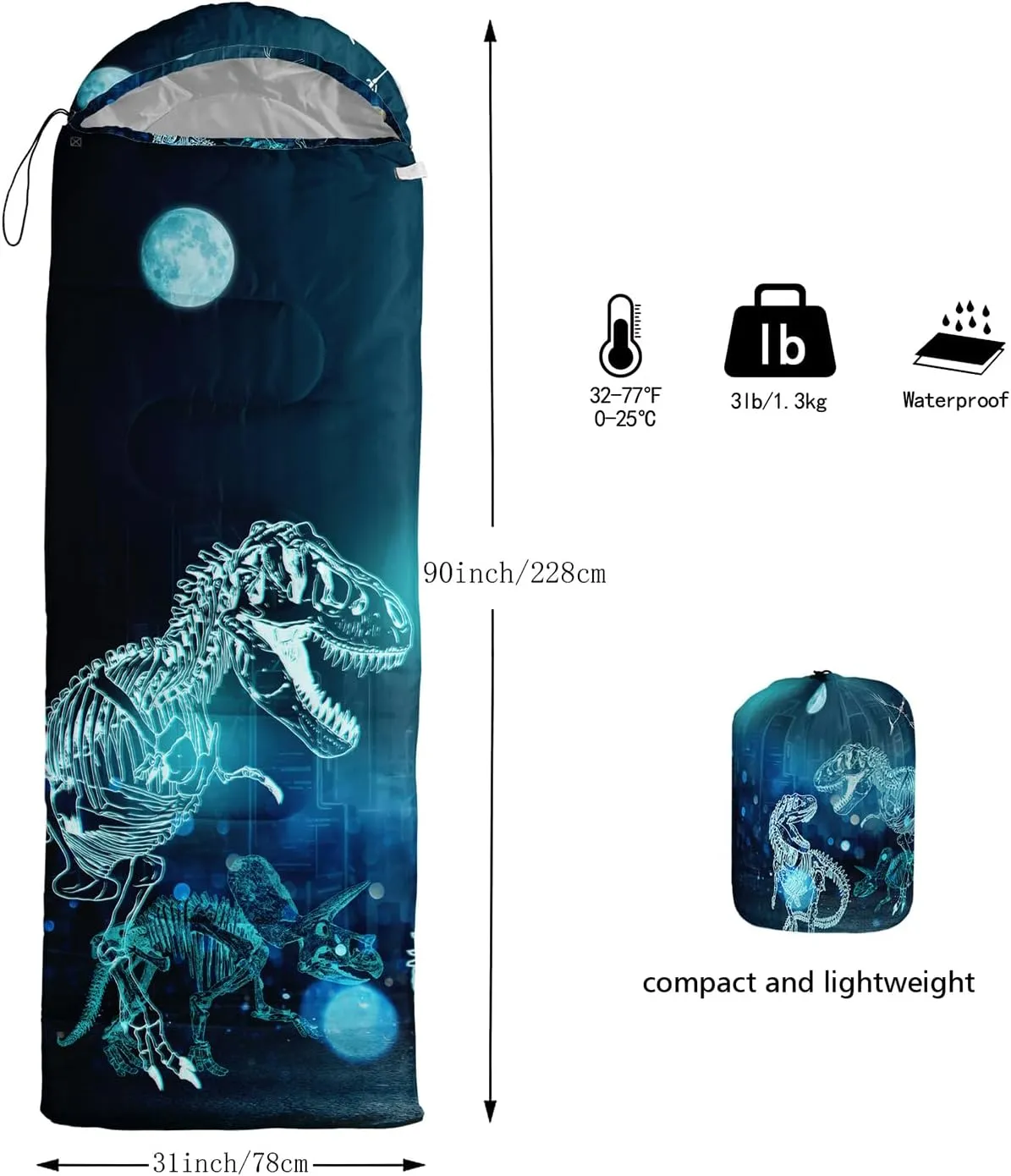Sleeping Bags for Adults and Kids Camping Sleeping Bags for Girls and Boys Lightweight Waterproof Cold/Warm Sleeping Bag for 3 Season