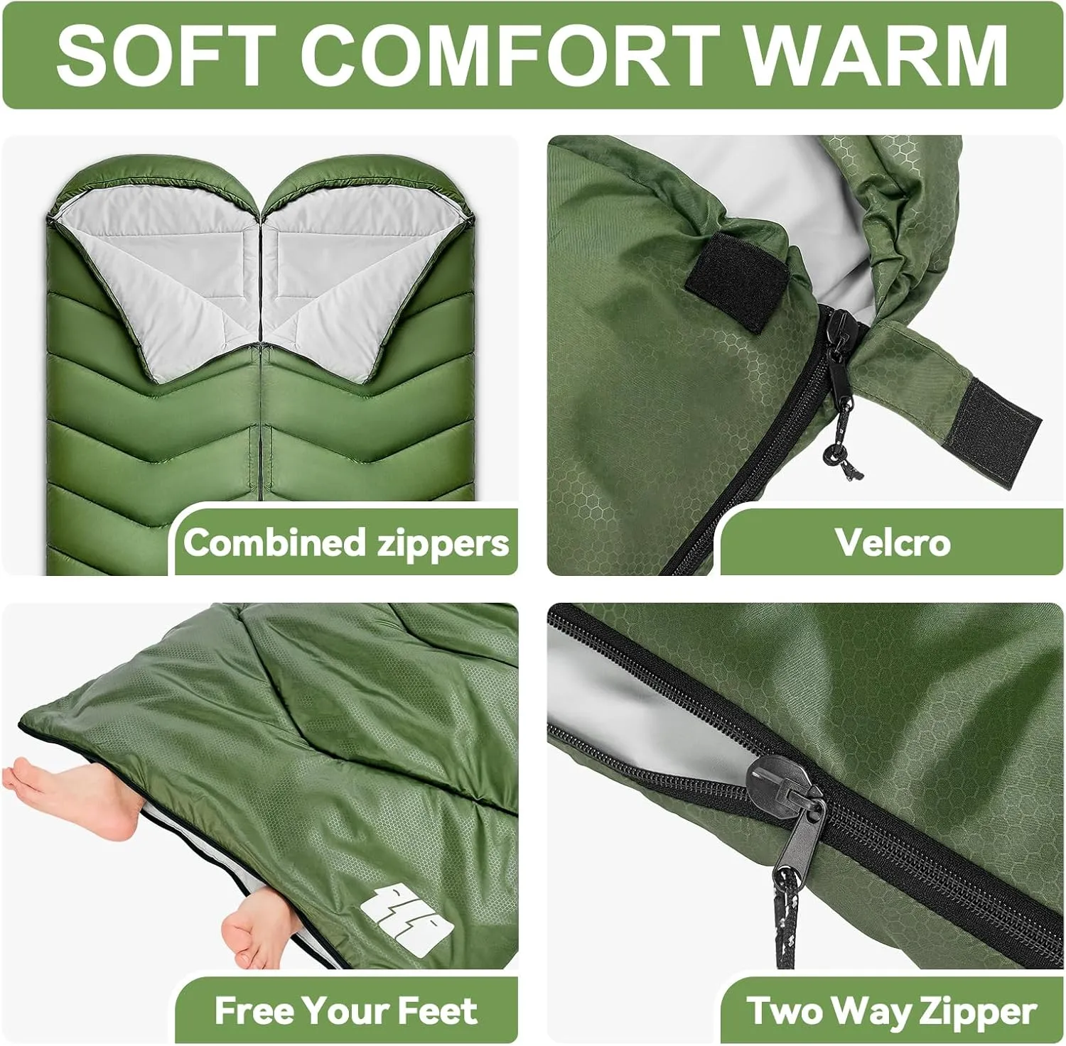 Sleeping Bags for Adults Cold Weather,Portable, Waterproof,Lightweight Sleeping Bag for Tall Girls Boys with Compression Sack for Warm Camping, Hiking, Outdoor & Indoor