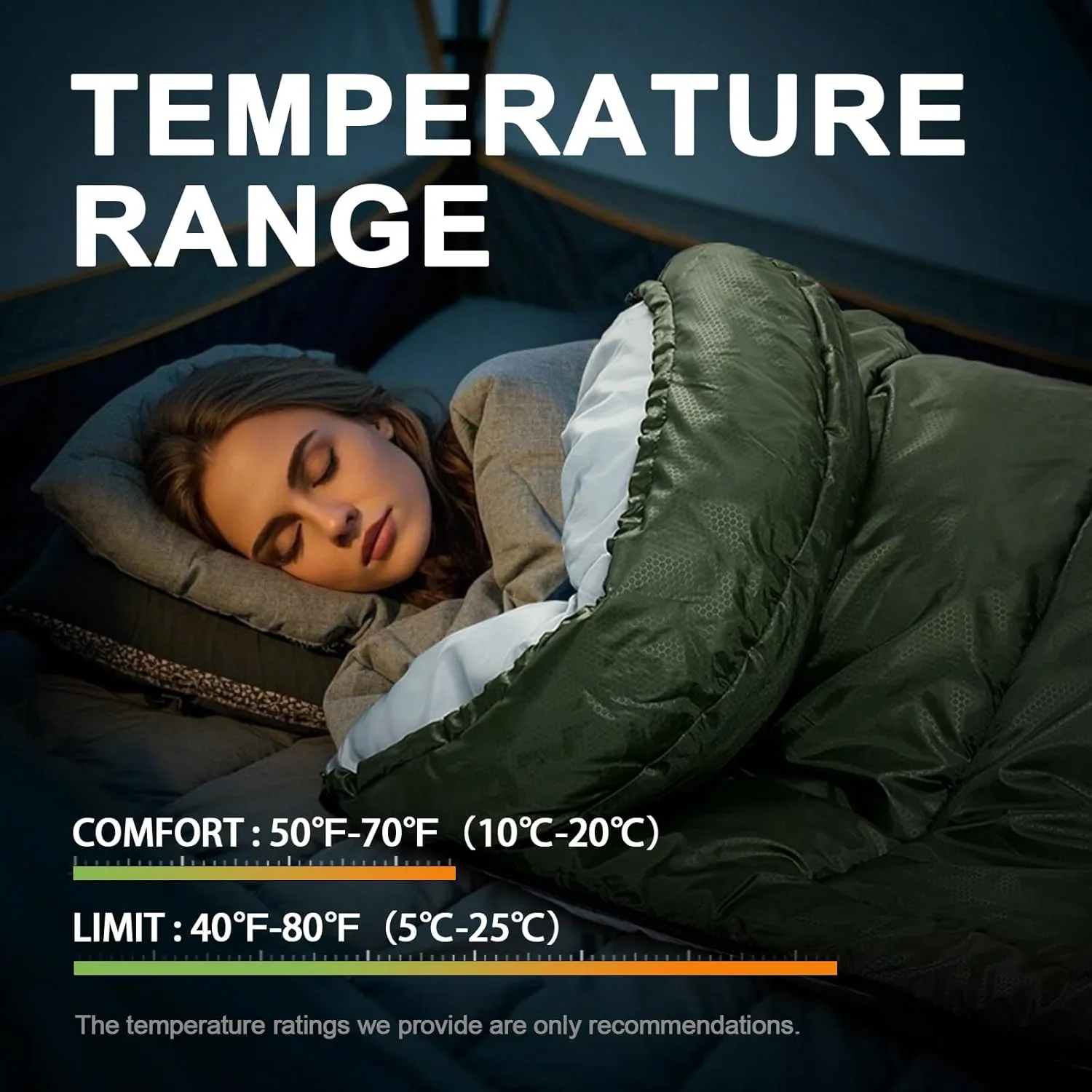 Sleeping Bags for Adults Cold Weather,Portable, Waterproof,Lightweight Sleeping Bag for Tall Girls Boys with Compression Sack for Warm Camping, Hiking, Outdoor & Indoor