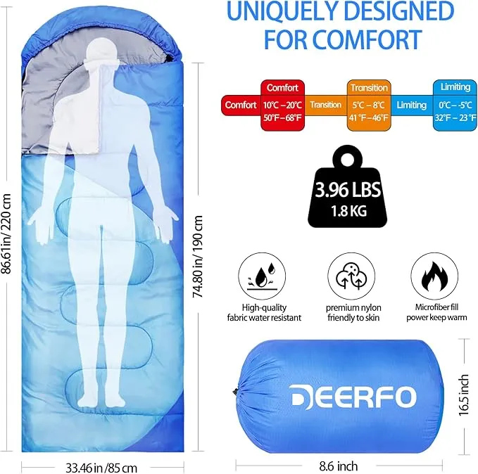 Sleeping Bags for Adults Kids - Camping Sleeping Bag for Girls Boys - Cold Weather Warm Sleeping Bag with Compression Bag for All Season - Compact Camping Gear