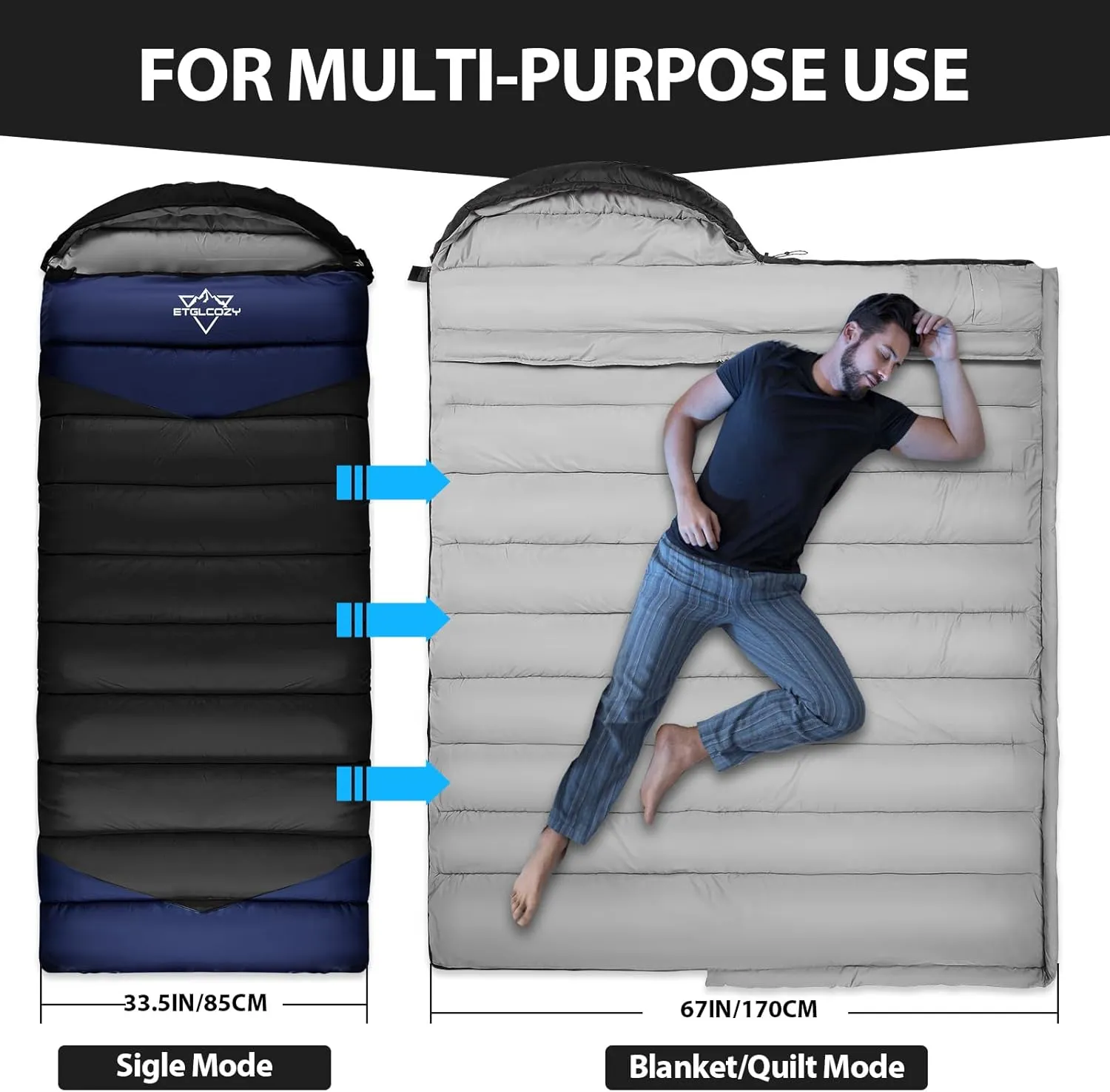 Sleeping Bags for Adults Kids Cold Weather & Warm, Backpacking Camping 0 Degree Winter Sleeping Bag for Girls Boys, Big and Tall, Lightweight Compact 3-4 Season Outdoor Indoor