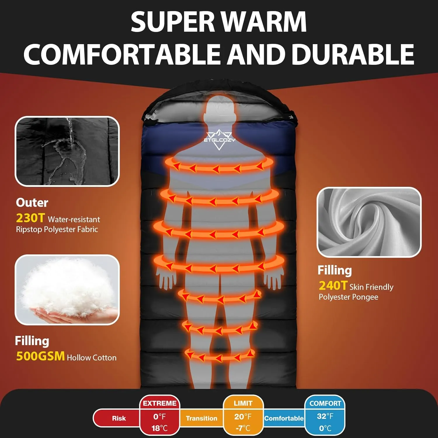 Sleeping Bags for Adults Kids Cold Weather & Warm, Backpacking Camping 0 Degree Winter Sleeping Bag for Girls Boys, Big and Tall, Lightweight Compact 3-4 Season Outdoor Indoor