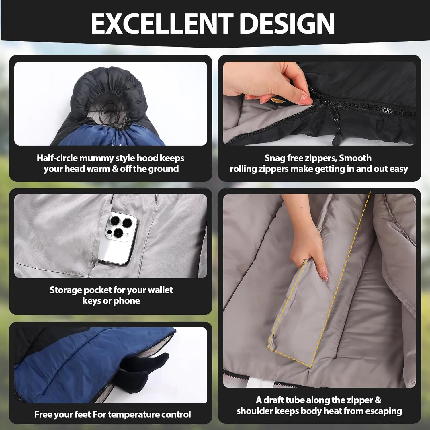 Sleeping Bags for Adults Kids Cold Weather & Warm, Backpacking Camping 0 Degree Winter Sleeping Bag for Girls Boys, Big and Tall, Lightweight Compact 3-4 Season Outdoor Indoor
