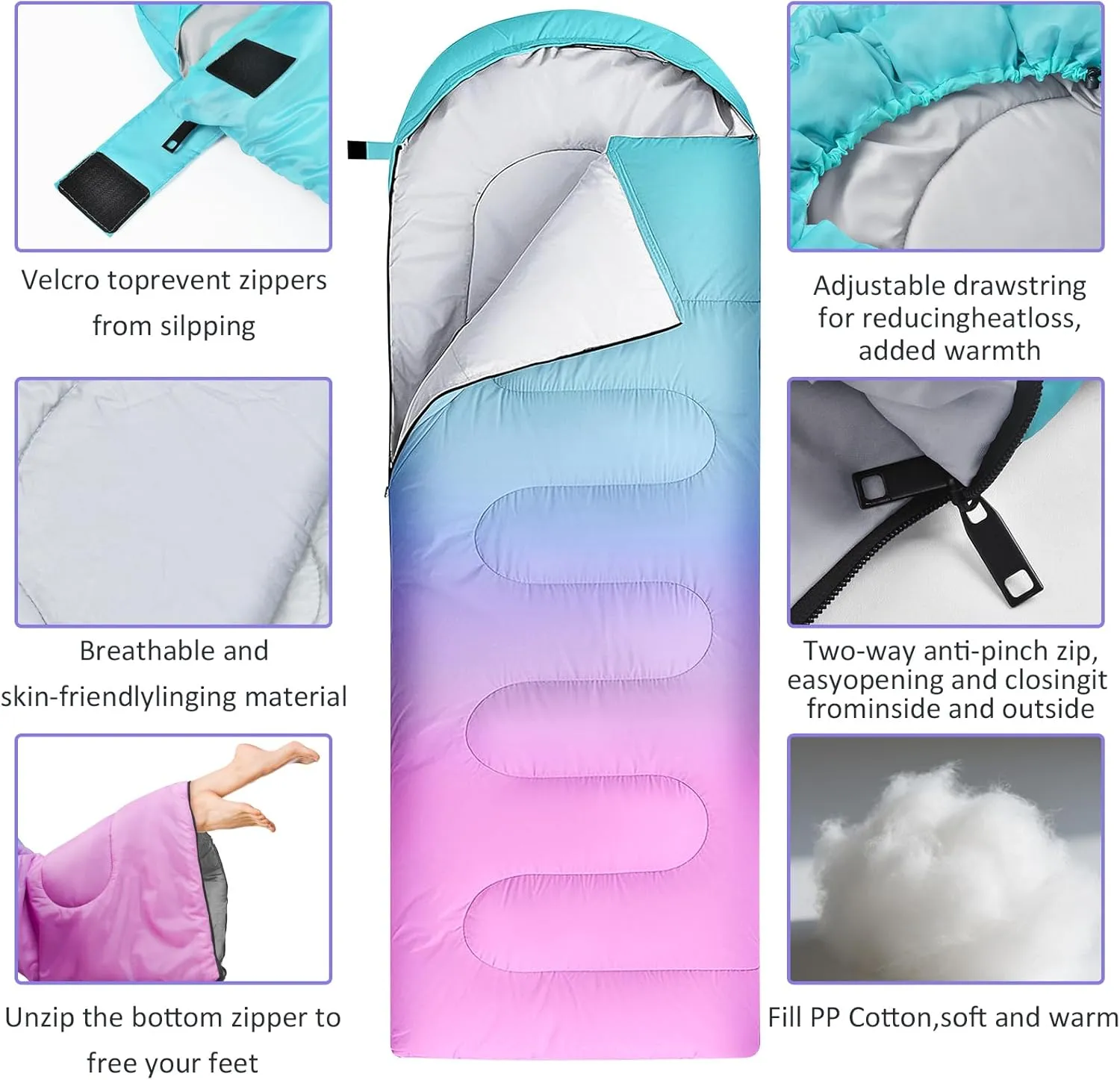 Sleeping Bags for Adults Kids,3 Seasons Cold Warm Weather Waterproof Lightweight Camping Sleeping Bags for Men and Women,Camping Outdoor Travel