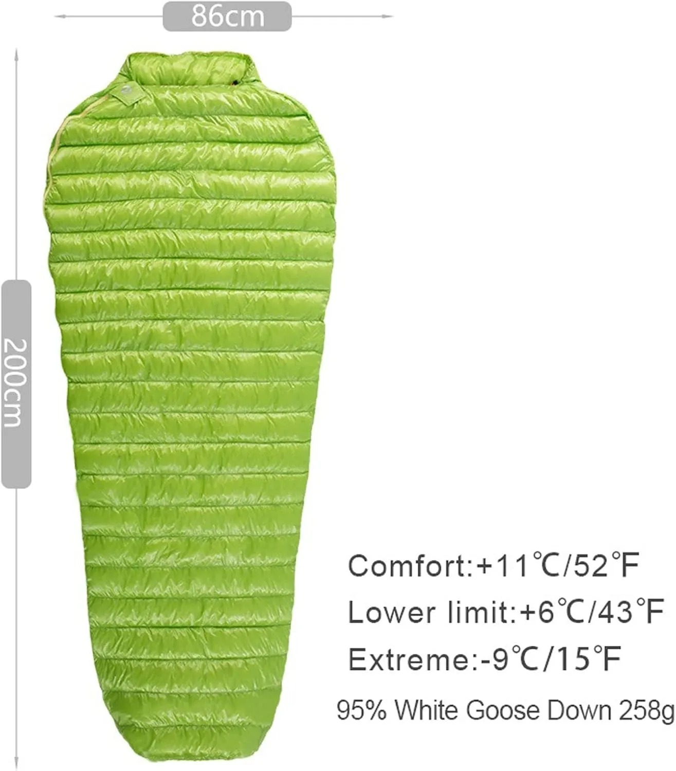 Sleeping Bags Long Green/Black Adult Outdoor Camping Ultra-Light Spring Autumn Summer Three Season Down Sleeping Bag