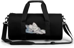 Sleeping Husky Dog Funny Gym Bag Lightweight Duffel Bag Workout Bag Overnight Backpack Travel Bags for Men Women
