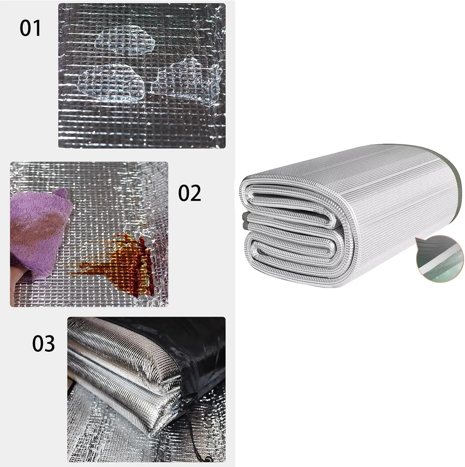 Sleeping Mat Aluminium Camping Mat Floor Pad Picnic Foldable Foil Mat Thermal Blanket Tent Mat, Ground Mat for Traveling and Outdoor Activitie