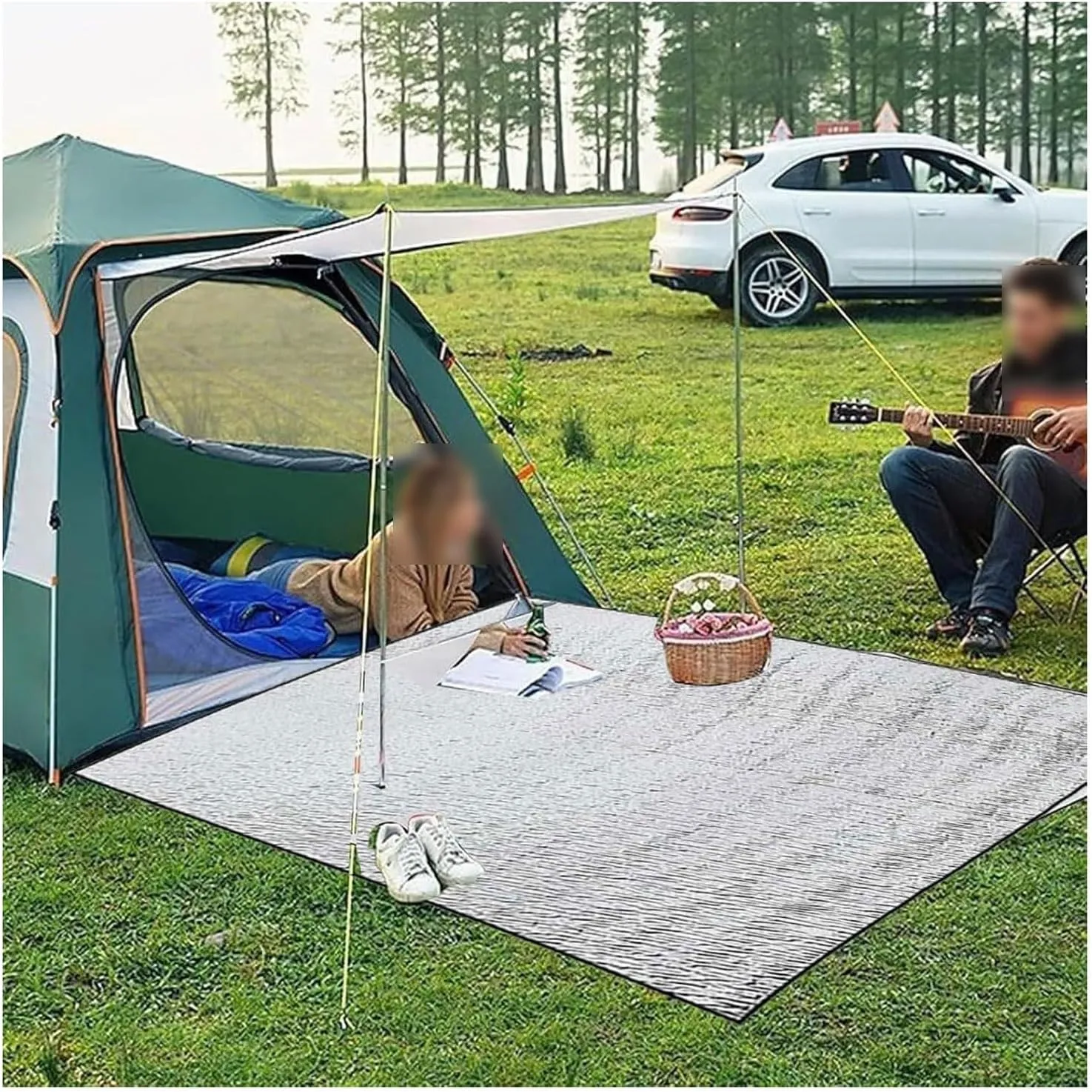 Sleeping Mat Aluminium Camping Mat Floor Pad Picnic Foldable Foil Mat Thermal Blanket Tent Mat, Ground Mat for Traveling and Outdoor Activitie
