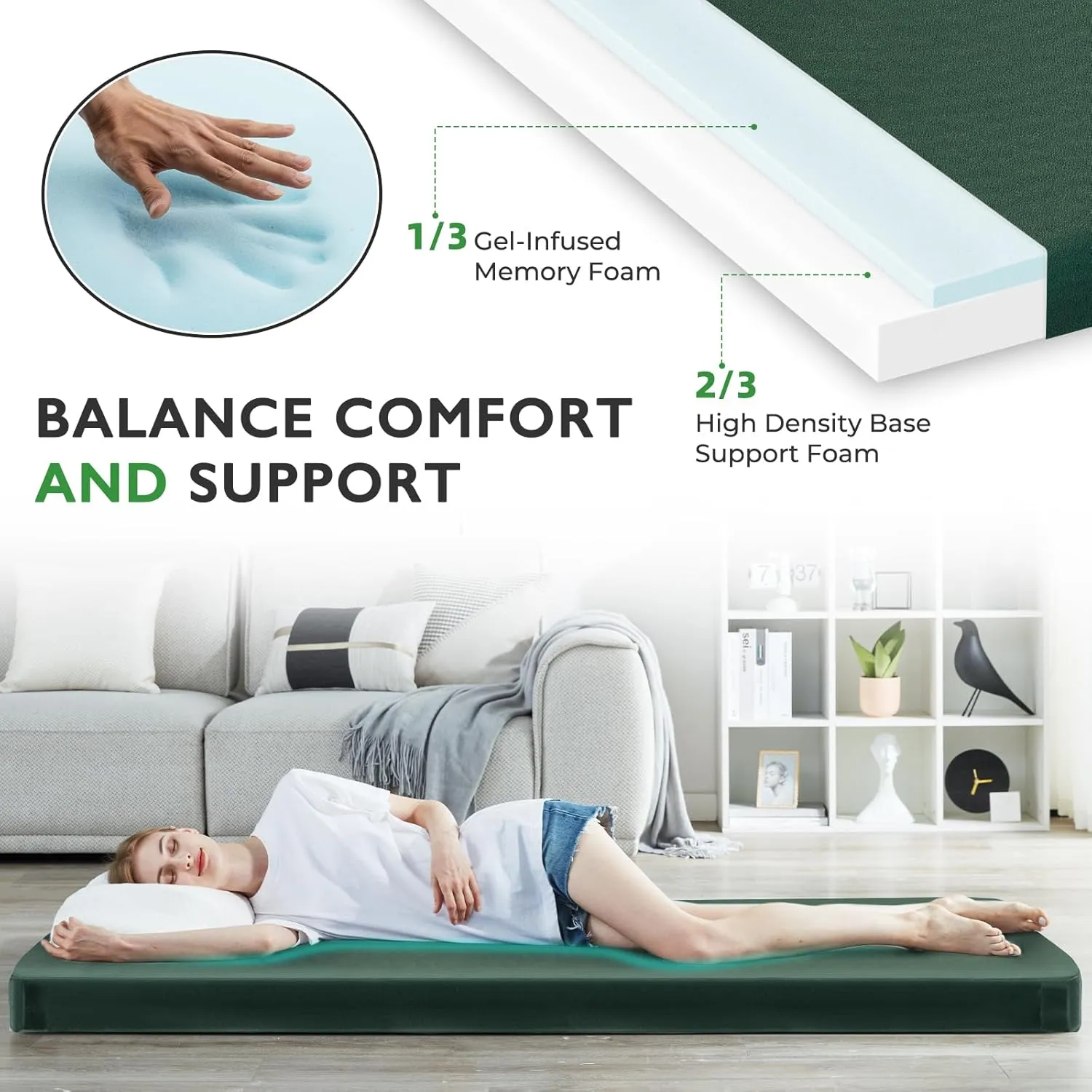 Sleeping Pad for Adults, Comfortable Thick Floor Sleeping Mats for Car Truck Tent with Removable Travel Bag