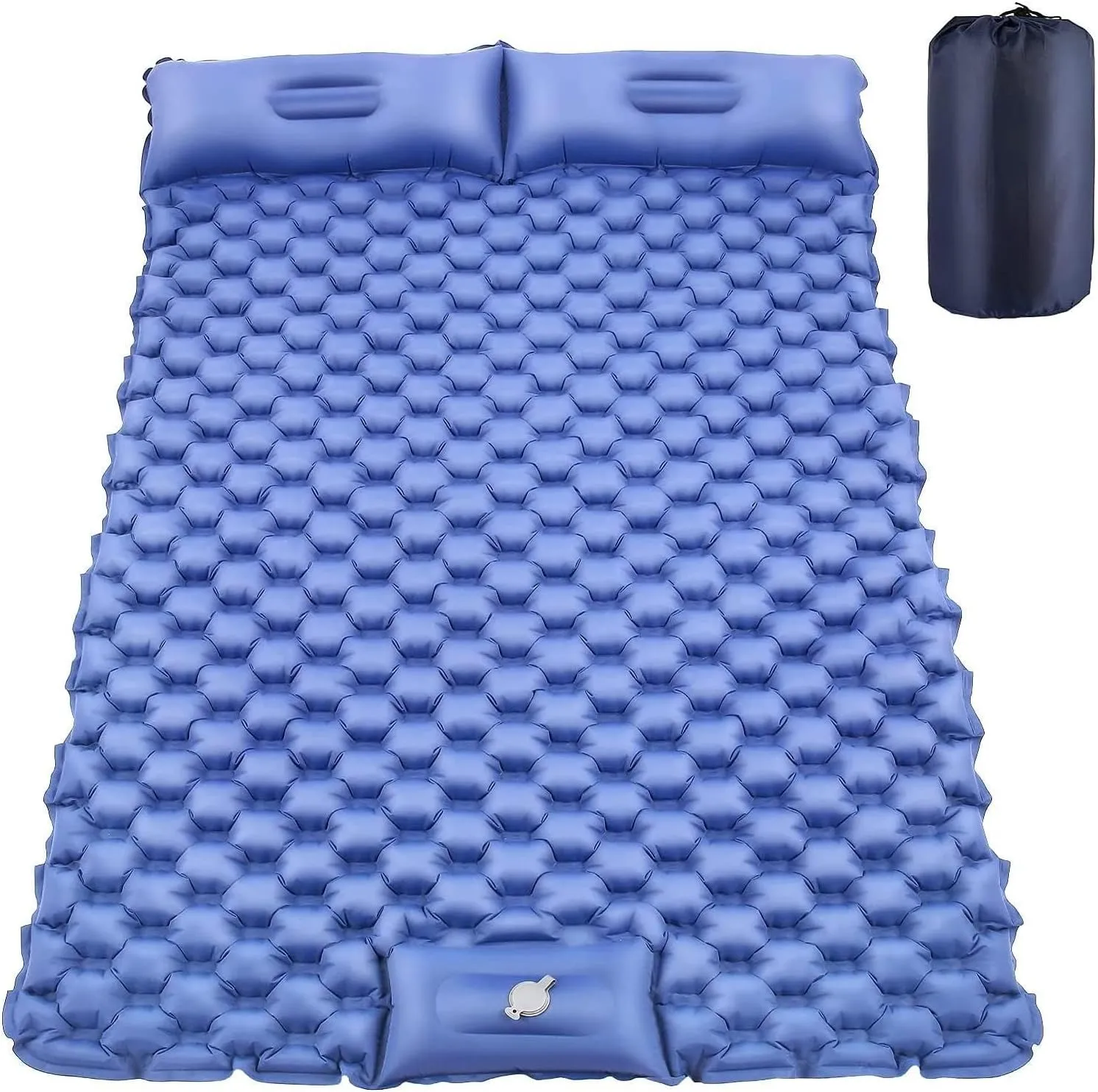 Sleeping Pad for Camping 2 Person, 200×120×6 cm, 79x48x2.5inch, 1.5kg, 30s Inflate by Foot-Pressing, Waterproof (Sky Blue)