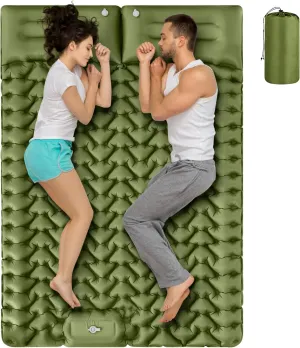 Sleeping Pad for Camping, 50D Double Inflating Camping Pad with Pillow Built-in Foot Pump, Portable Bed for Hiking, Tent, Backpacking, Road Trip, Traveling (Navy Green, 77"L x 50"W x 3.15"Th)