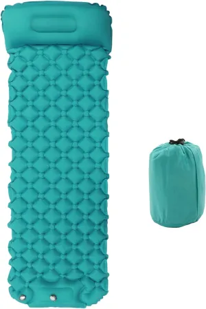 Sleeping Pad for Camping, Camping Sleeping Pad, Ultralight Inflatable Sleeping Mat with Built in Foot Pump & Pillow, Upgraded Compact Camping Air Mattress for Camping, Backpacking (Peacock Blue)