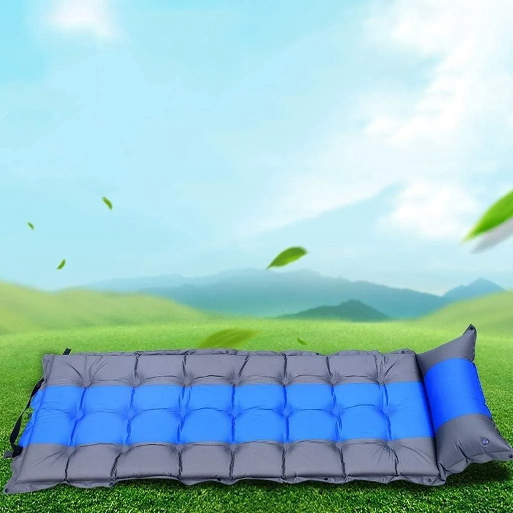 Sleeping Pad for Camping,Thick Inflatable Sleeping Pad with Attached Pillow Lightweight Sleeping Mat for Hiking Backpacking (Color : Blue)