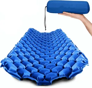 Sleeping Pad - Ultralight Inflatable Sleeping Mat, Ultimate for Camping, Backpacking, Hiking - Airpad, Inflating Bag, Carry Bag, Repair Kit - Compact & Lightweight Air Mattress (Blue & Black)
