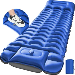 Sleeping Pad, Ultralight Inflatable Sleeping Pad for Camping with Pillow, Built-in Pump, Ultimate for Camping, Hiking - Airpad, Carry Bag, Repair Kit, Compact & Lightweight Camping Pad(Blue)