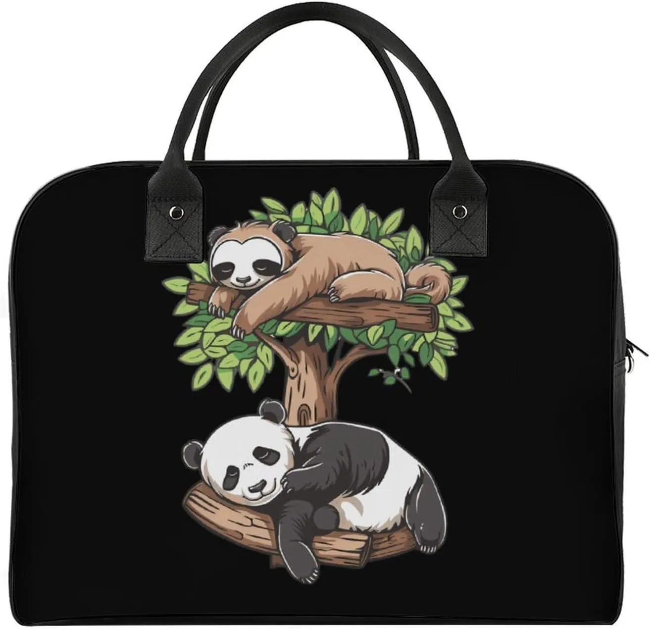 Sleeping Panda and Sloth Travel Duffel Bag Weekender Overnight Shoulder Bags Luggage Carrying Tote for Men Women