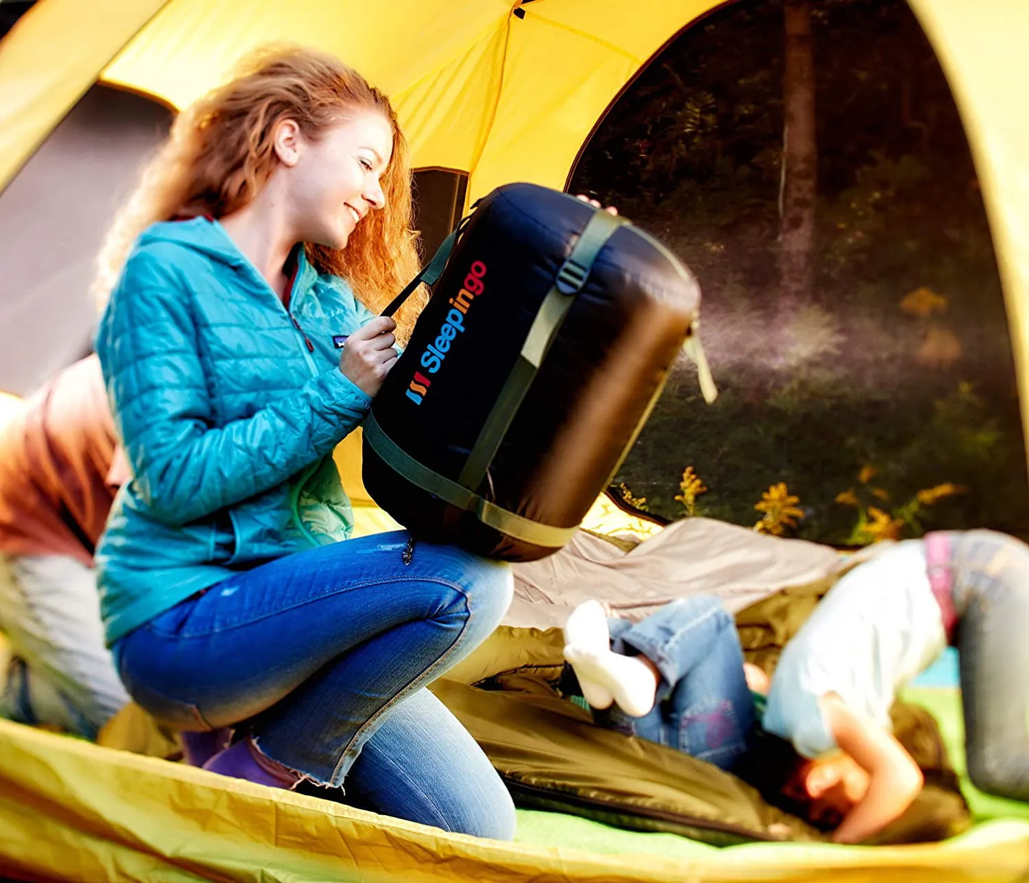 Sleepingo Double Sleeping Bag for Backpacking, Camping, Or Hiking. Queen Size XL! Cold Weather 2 Person Waterproof Sleeping Bag for Adults Or Teens. Truck, Tent, Or Sleeping Pad, Lightweight
